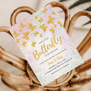 Onze Kleine Vlinder Gouden Glitter Uitnodiging