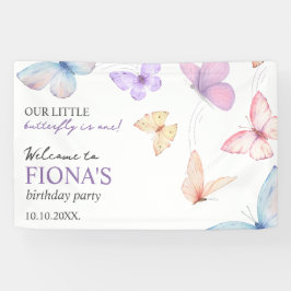 Onze kleine vlinder Meisje's 1e verjaardag Welkom Spandoek