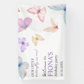 Onze kleine vlinder Meisje's 1e verjaardag Welkom Spandoek (Verticaal)