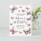 Onze kleine vlinder meisjes roze verjaardag kaart (Staand voorkant)