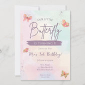 Onze kleine vlinder pastel vlinder verjaardag kaart (Voorkant)