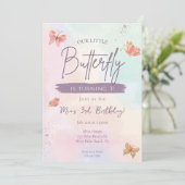 Onze kleine vlinder pastel vlinder verjaardag kaart (Staand voorkant)