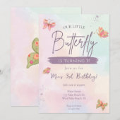 Onze kleine vlinder pastel vlinder verjaardag kaart (Voorkant / Achterkant)