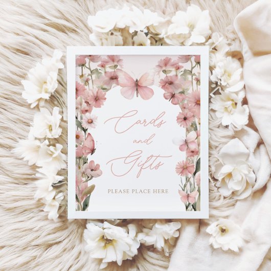 Onze kleine vlinder roze meisjes Kaarten en gesche Poster