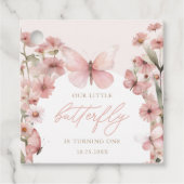 Onze kleine vlinder roze meisjes verjaardag bedankjes labels (Voorkant)