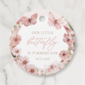 Onze kleine vlinder roze meisjes verjaardag bedankjes labels (Voorkant)