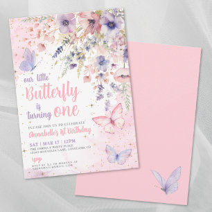 Onze Kleine Vlinder Roze Meisjes Verjaardagsfeestj Kaart
