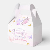 Onze Kleine Vlinder Roze Paarse Meisje 1e Verjaard Bedankdoosjes (Voorkant Zijde)