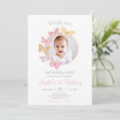 Onze Kleine Vlinder Roze Paarse Meisje 1e Verjaard Kaart (Staand voorkant)