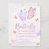 Onze kleine vlinder | Roze Paarse Meisje Verjaarda Kaart (Voorkant)