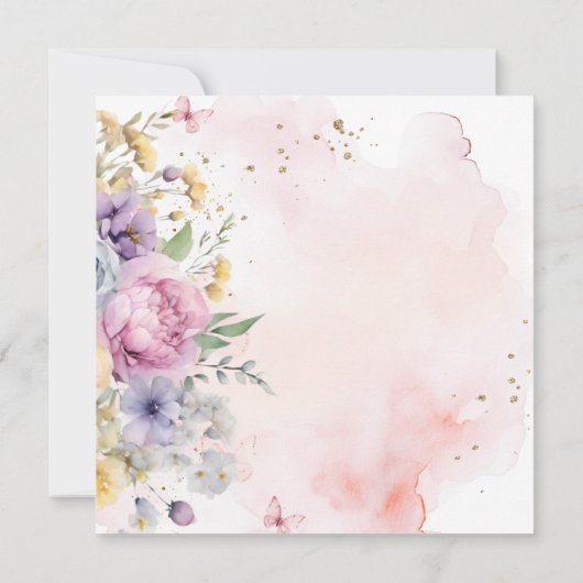 Onze Kleine Vlinder Roze Wildflower 1e Verjaardag Kaart (Achterkant)