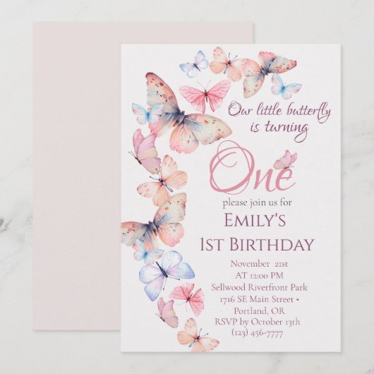 Onze kleine vlinder - Waterverf kleurrijke у Kaart (Voorkant / Achterkant)