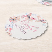 Onze kleine vlinder - Waterverf kleurrijke Verjaar Kartonnen Onderzetters (Gekanteld)