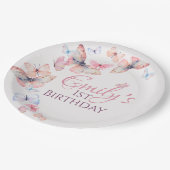 Onze kleine vlinder - Waterverf kleurrijke Verjaar Papieren Bordje (Gekanteld)