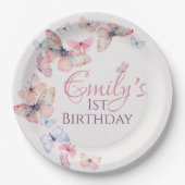 Onze kleine vlinder - Waterverf kleurrijke Verjaar Papieren Bordje (Voorkant)