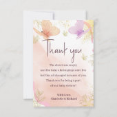 Onze kleine vlinder Waterverf roze Paarse goud Bedankkaart (Voorkant)