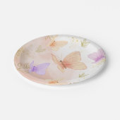 Onze kleine vlinder Waterverf roze Paarse goud Papieren Bordje (Gekanteld)