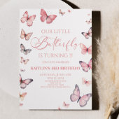 Onze kleine vlinder zacht roze verjaardagsfeest kaart