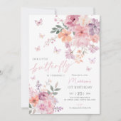 Onze kleine vlinderbloem 1e verjaardag kaart (Voorkant)