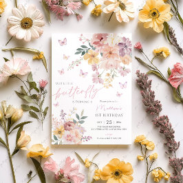 Onze kleine vlinderbloem 1e verjaardag kaart