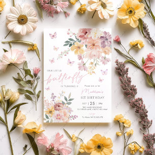 Onze kleine vlinderbloem 1e verjaardag kaart