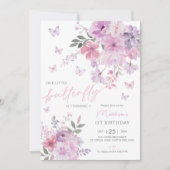 Onze kleine vlinderbloem Paarse 1e verjaardag Kaart (Voorkant)