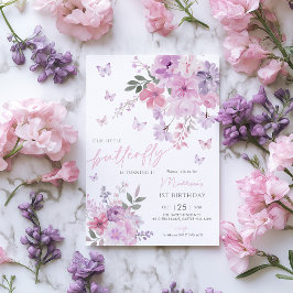 Onze kleine vlinderbloem Paarse 1e verjaardag Kaart