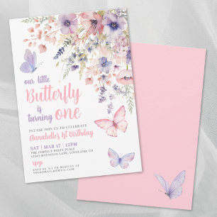Onze Kleine Vlindermeisje Roze Verjaardagsfeestje Kaart