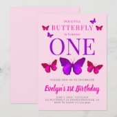 Onze kleine vlindermeisjes roze Paarse verjaardag Kaart (Voorkant / Achterkant)