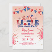 Onze kleine voetganger Peach 1e verjaardagsfeest Kaart (Voorkant)