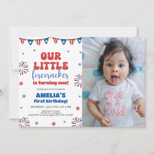 Onze kleine voetzoeker 1e verjaardag party foto kaart (Voorkant)