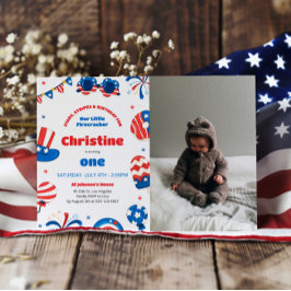 Onze kleine voetzoeker 1e verjaardag party foto kaart