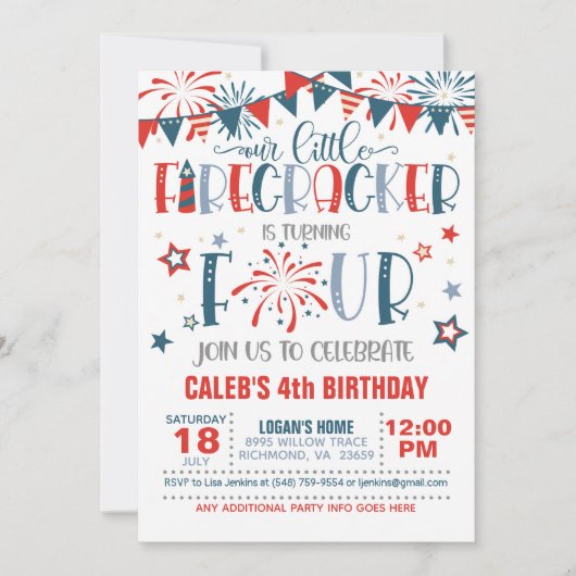 Onze kleine voetzoeker 4e verjaardag uitnodiging (Voorkant)