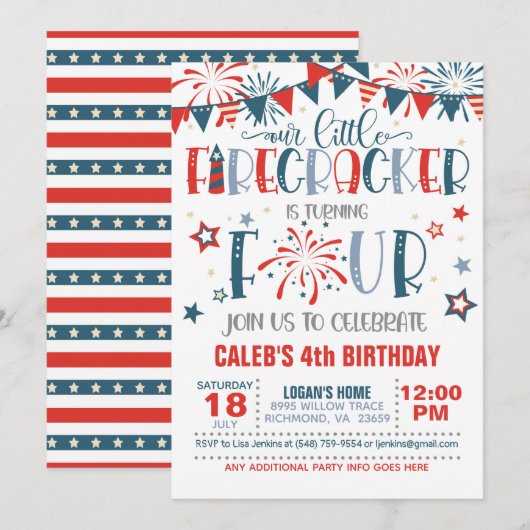 Onze kleine voetzoeker 4e verjaardag uitnodiging (Voorkant / Achterkant)