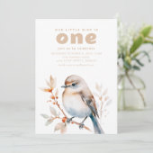 Onze kleine vogel is het draaien van een 1e verjaa kaart (Staand voorkant)