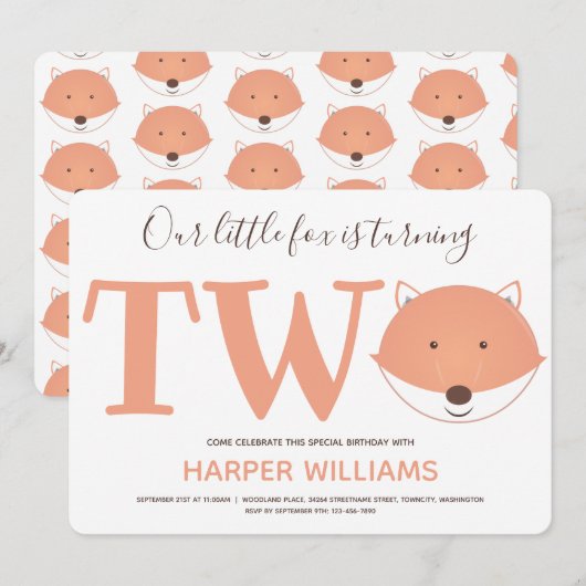 Onze kleine vos draait twee tweede kinderen om de kaart (Voorkant / Achterkant)