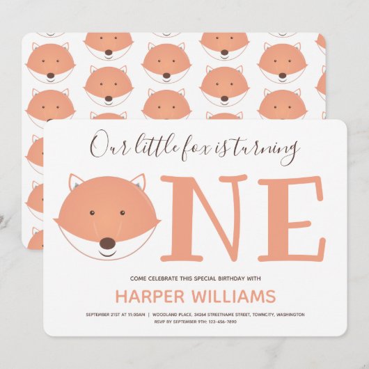 Onze kleine vos maakt een eerste verjaardag. kaart (Voorkant / Achterkant)