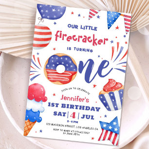 Onze Kleine Vuurwerk 4 Juli 1e Verjaardag Kaart