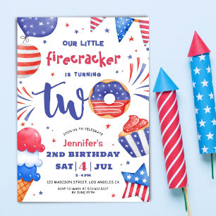 Onze Kleine Vuurwerk 4 Juli 2e Verjaardag Kaart