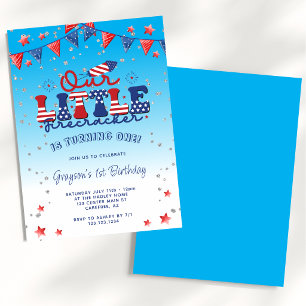 Onze Kleine Vuurwerk Jongen Blauwe 1e Verjaardag Kaart