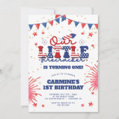 Onze Kleine Vuurwerk Jongens 1e Verjaardag Kaart (Voorkant)