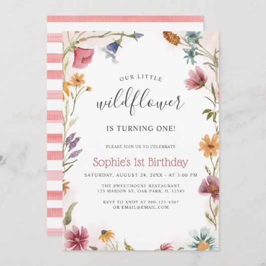 Onze kleine Wildbloem 1e babymeisje verjaardag Kaart (Voorkant / Achterkant)