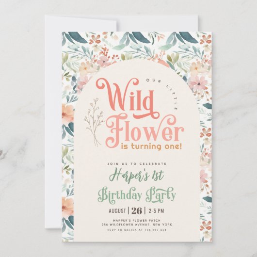 onze kleine wilde bloem 1e verjaardag kaart (Voorkant)