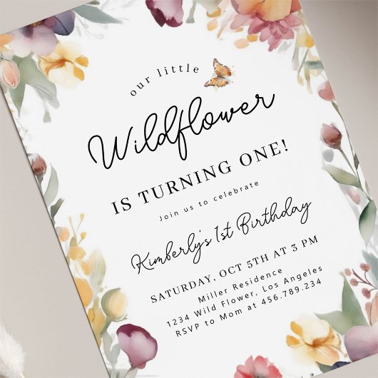 Onze Kleine Wilde Bloem 1e Verjaardag Kaart