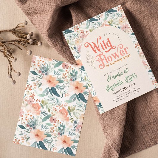 onze kleine wilde bloem 1e verjaardag kaart