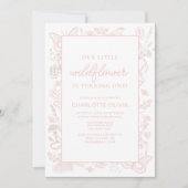 Onze kleine wilde bloem 1e verjaardag roze bloemen kaart (Voorkant)