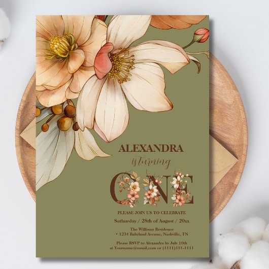 Onze kleine wilde bloem baby meisje 1e verjaardag kaart