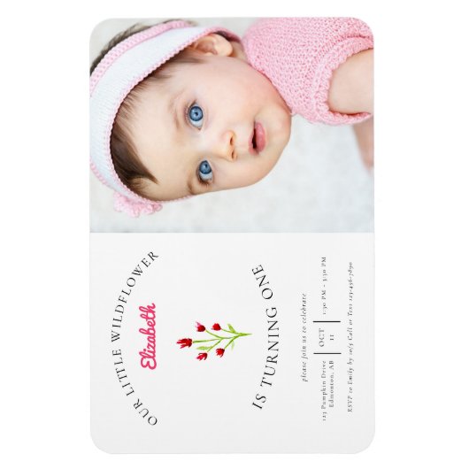 Onze kleine wilde bloem, eerste verjaardag Floral  Magneet (Verticaal)