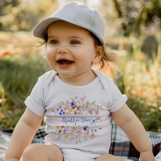 Onze Kleine Wilde Bloem Gebloemd Gepersonaliseerde Romper
