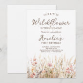 Onze kleine wilde bloem meisje eerste verjaardag kaart (Voorkant / Achterkant)